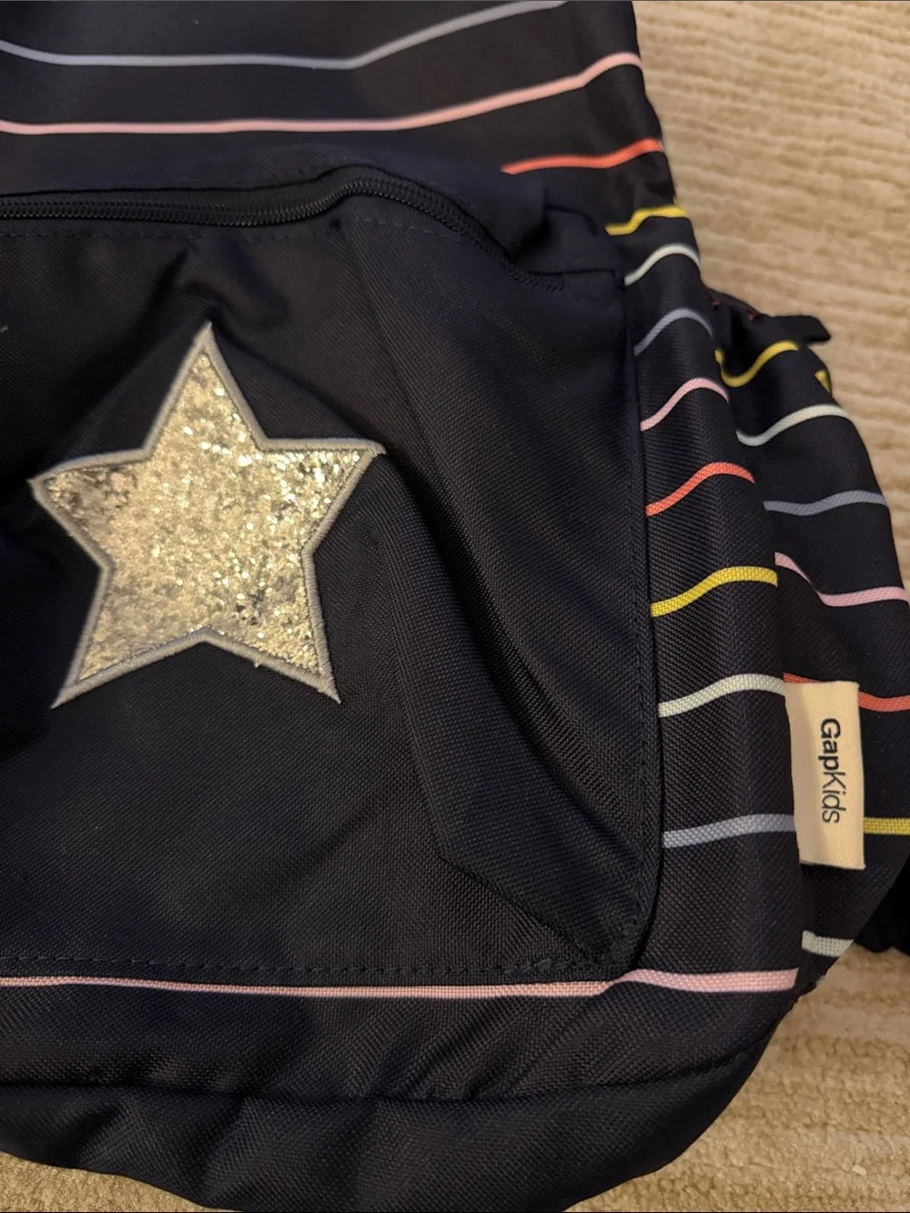 GAP Kids Navy Striped Backpack with Glitter Star